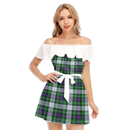 MacKenzie Dress Modern Tartan Plaid Off-shoulder Dress With Ruffle