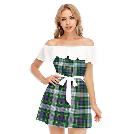 MacKenzie Dress Modern Tartan Plaid Off-shoulder Dress With Ruffle