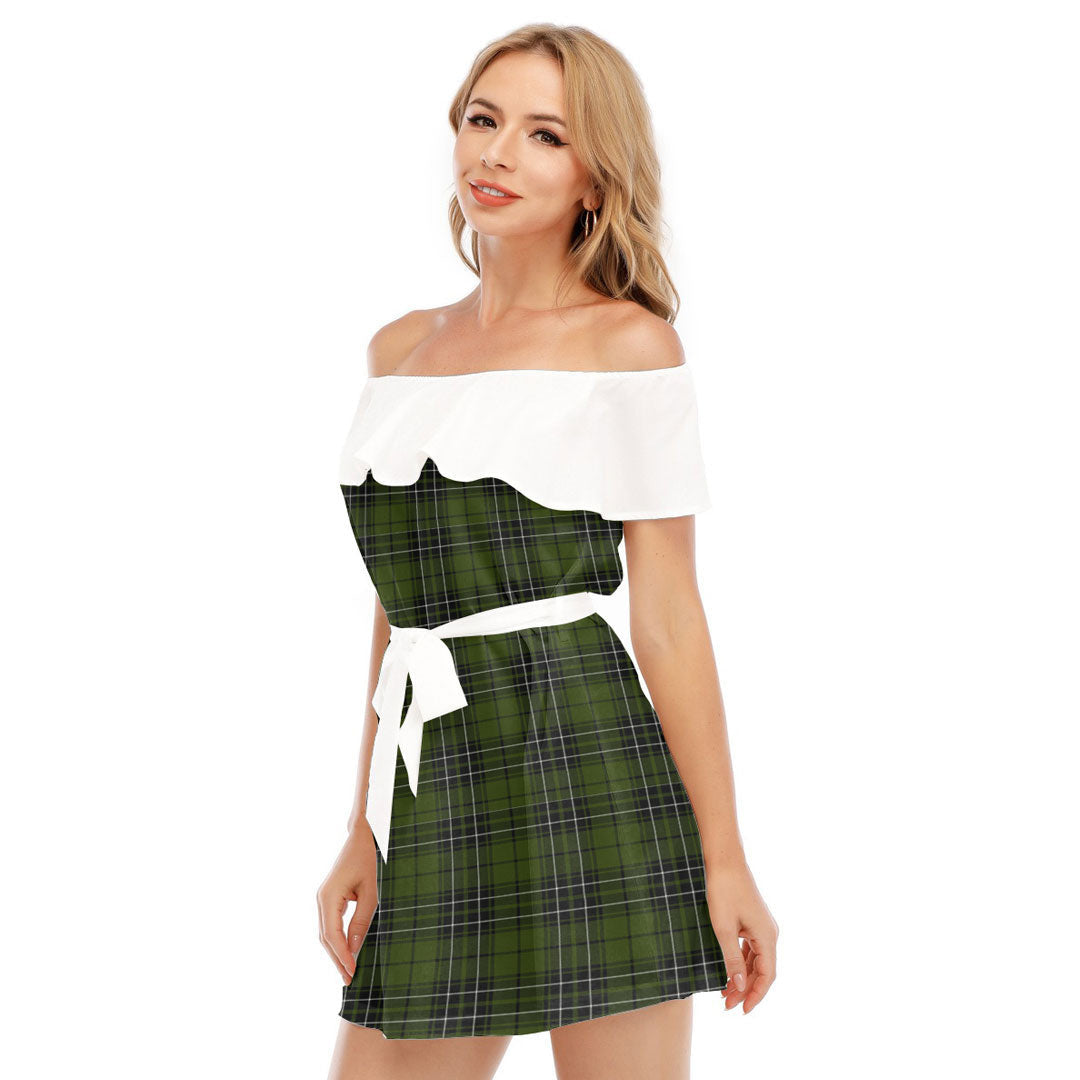 MacLean Hunting Tartan Plaid Off-shoulder Dress With Ruffle