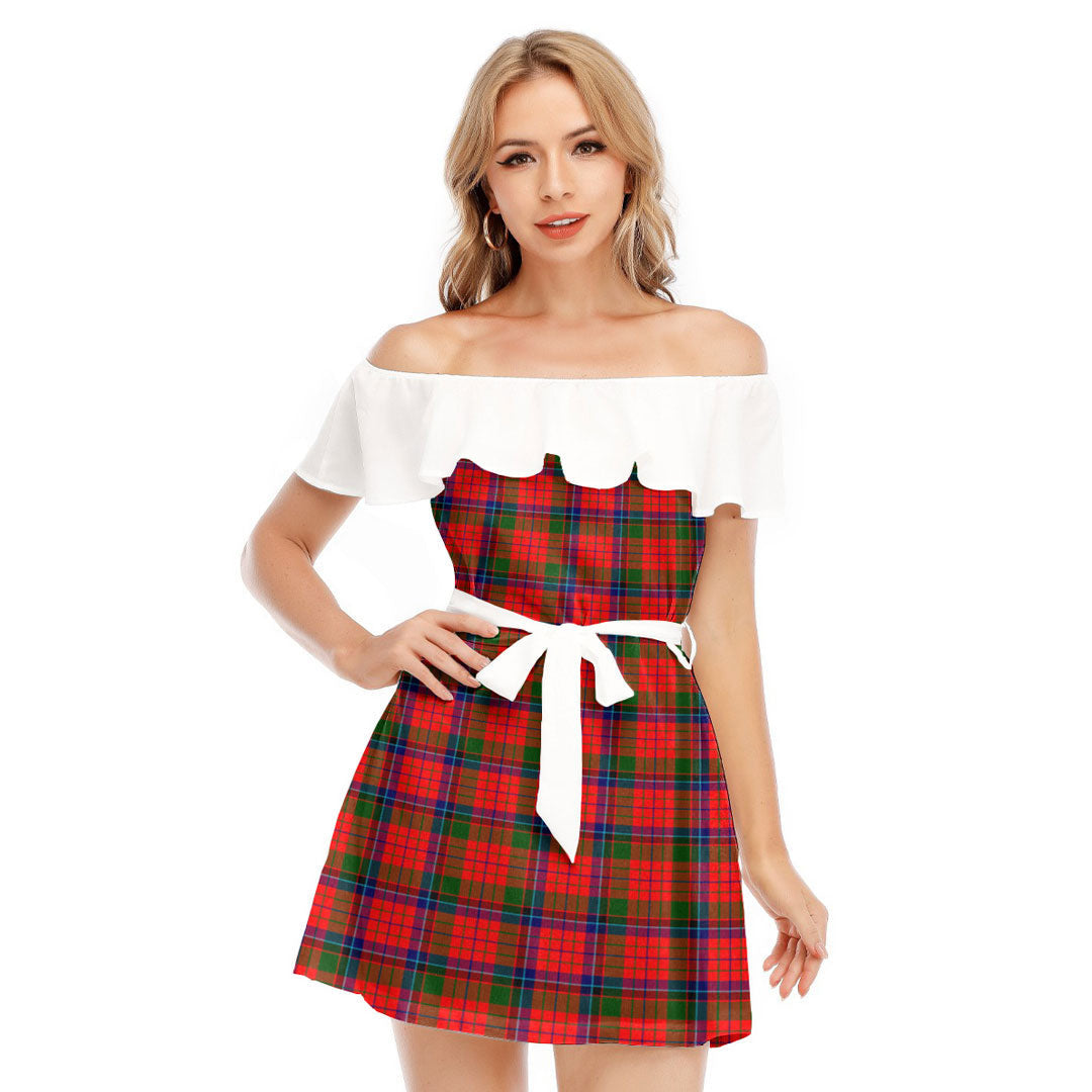 Nicolson Modern Tartan Plaid Off-shoulder Dress With Ruffle