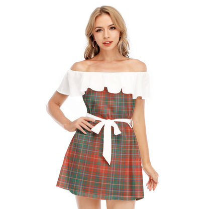 MacDougall Ancient Tartan Plaid Off-shoulder Dress With Ruffle