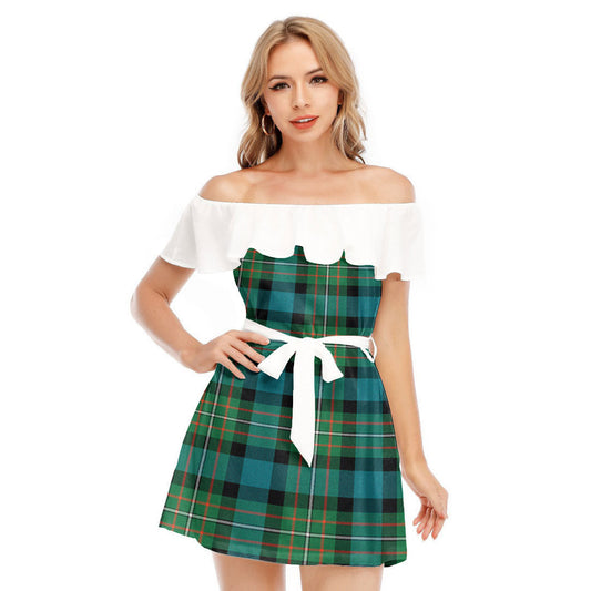 FERGUSON ANCIENT Tartan Plaid Off-shoulder Dress With Ruffle