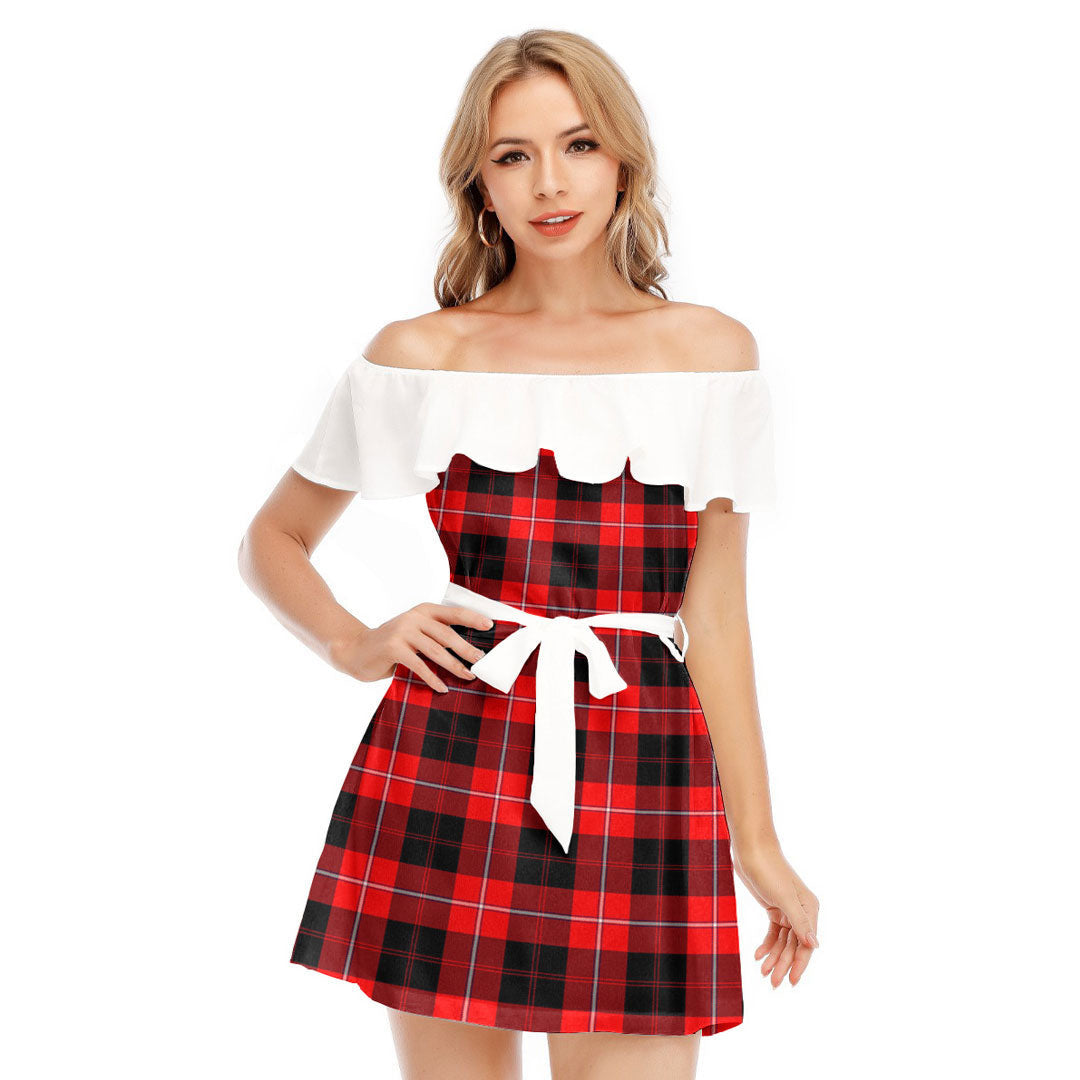 Cunningham Modern Tartan Plaid Off-shoulder Dress With Ruffle