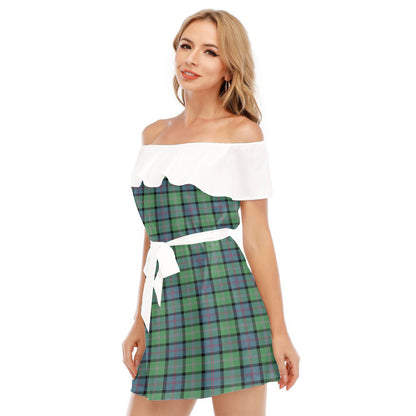 MacThomas Ancient Tartan Plaid Off-shoulder Dress With Ruffle