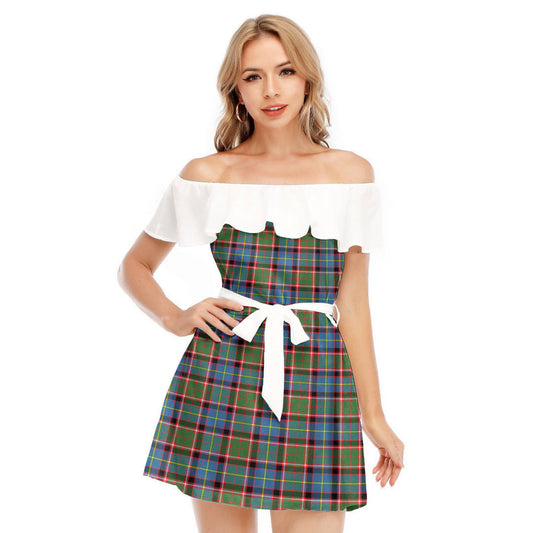 Aikenhead Tartan Plaid Off-shoulder Dress With Ruffle