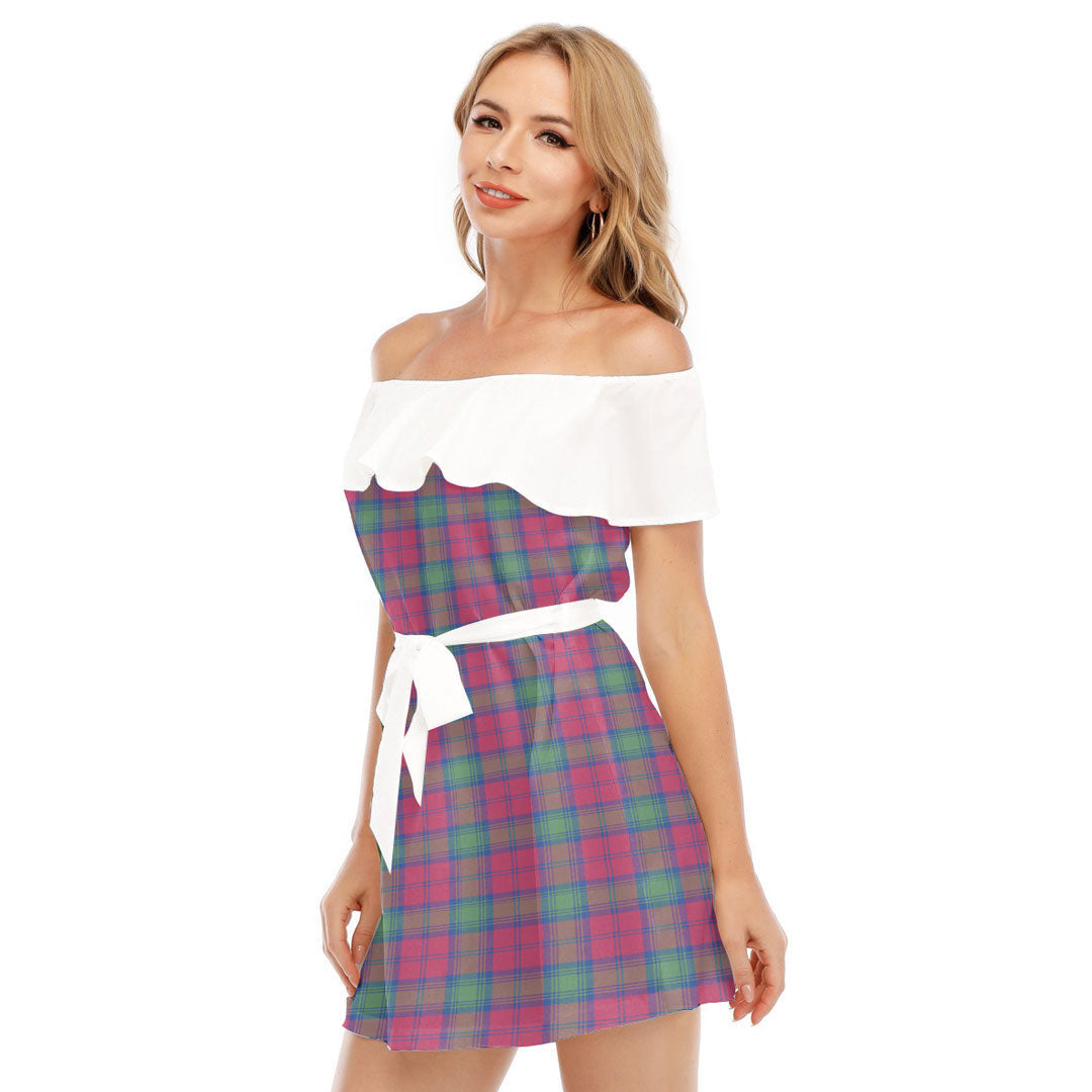 Lindsay Ancient Tartan Plaid Off-shoulder Dress With Ruffle