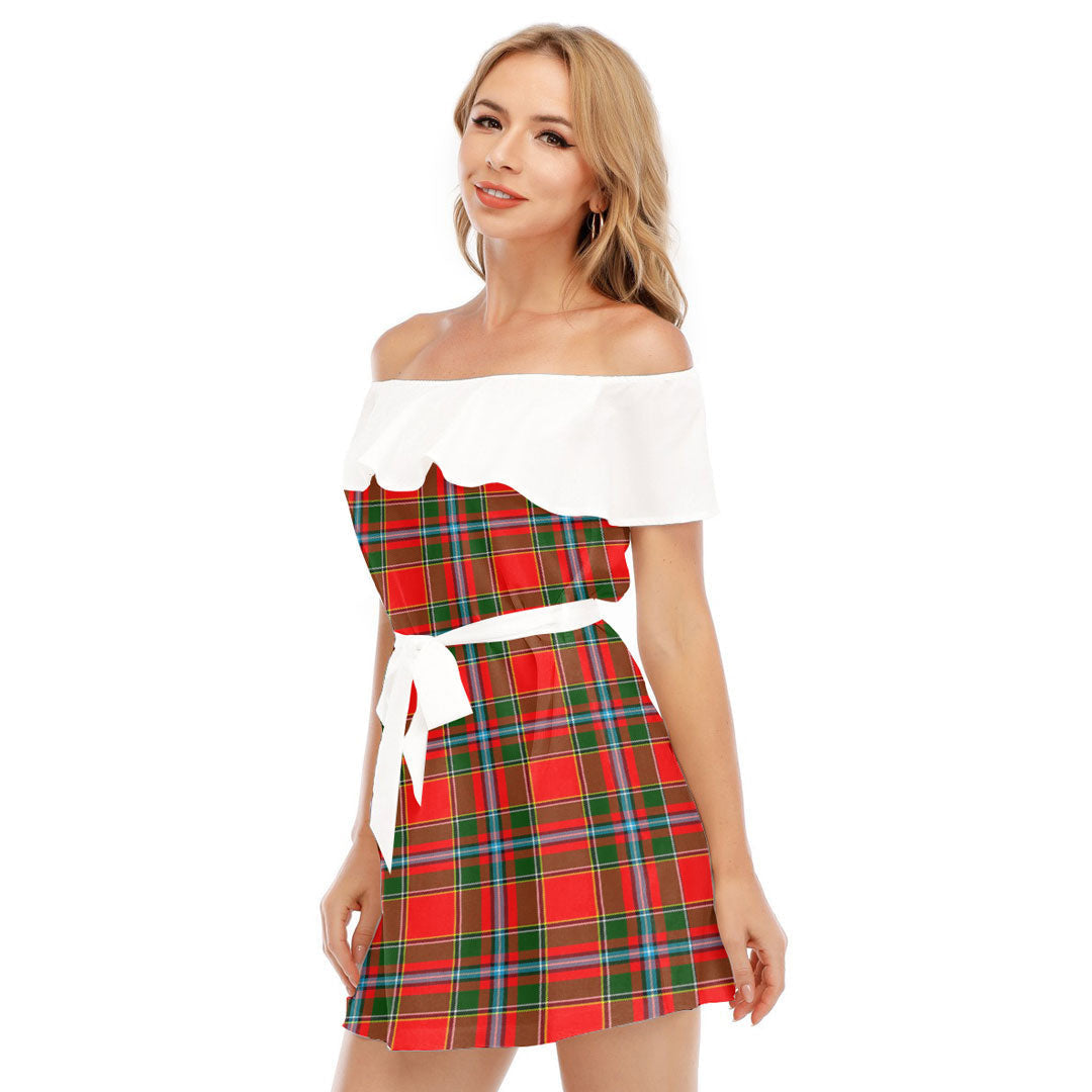 Drummond of Perth Tartan Plaid Off-shoulder Dress With Ruffle