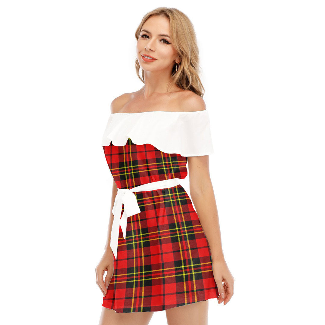 Brodie Modern Tartan Plaid Off-shoulder Dress With Ruffle