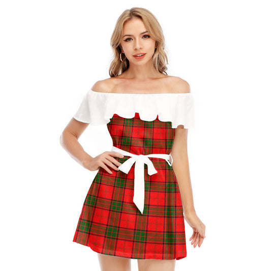 Maxwell Modern Tartan Plaid Off-shoulder Dress With Ruffle