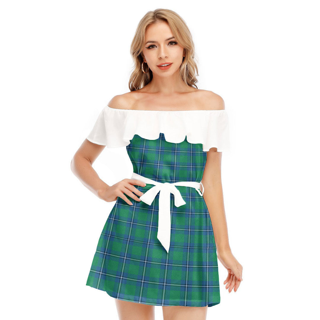 Irvine Ancient Tartan Plaid Off-shoulder Dress With Ruffle