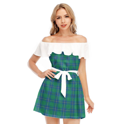 Irvine Ancient Tartan Plaid Off-shoulder Dress With Ruffle