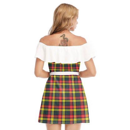 Buchanan Modern Tartan Plaid Off-shoulder Dress With Ruffle