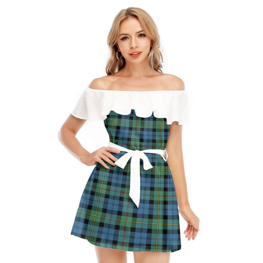 MacEwen Ancient Tartan Plaid Off-shoulder Dress With Ruffle