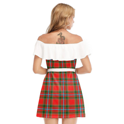 Drummond of Perth Tartan Plaid Off-shoulder Dress With Ruffle