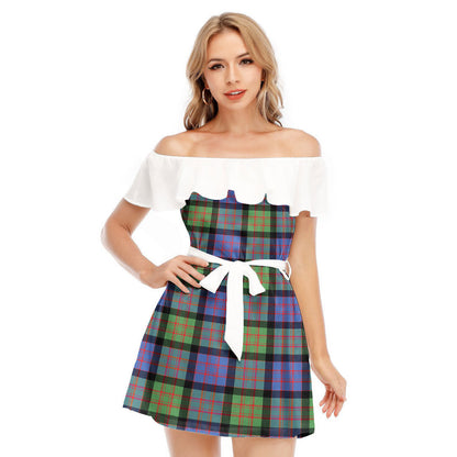 MacDonald Ancient Tartan Plaid Off-shoulder Dress With Ruffle