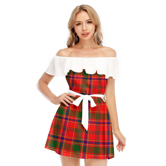 Munro Modern Tartan Plaid Off-shoulder Dress With Ruffle