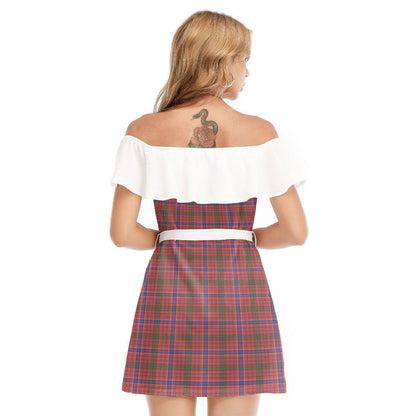 MacRae Ancient Tartan Plaid Off-shoulder Dress With Ruffle