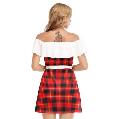 MacIver Modern Tartan Plaid Off-shoulder Dress With Ruffle