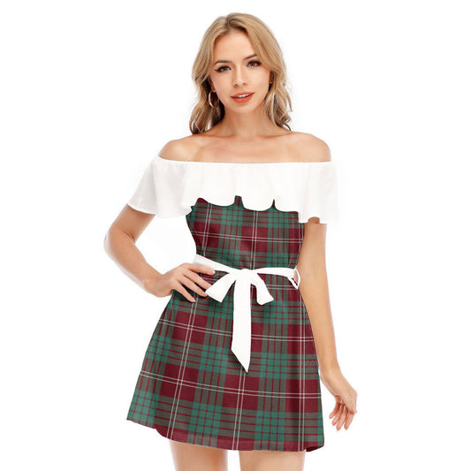 Crawford Modern Tartan Plaid Off-shoulder Dress With Ruffle