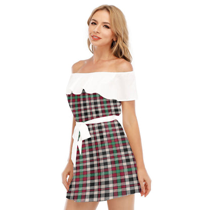 Borthwick Dress Ancient Tartan Plaid Off-shoulder Dress With Ruffle