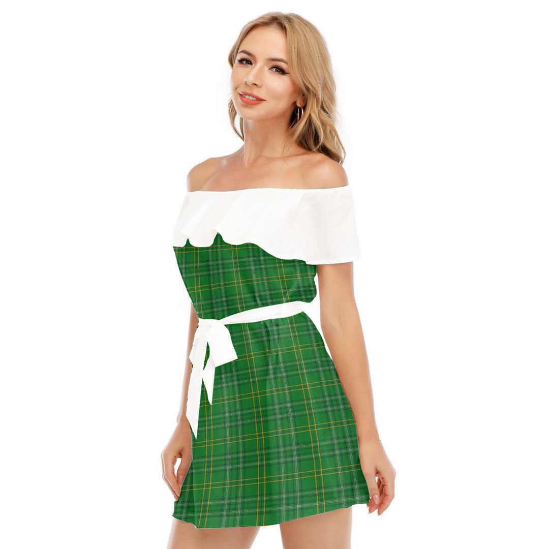 Wexford County Tartan Plaid Off-shoulder Dress With Ruffle