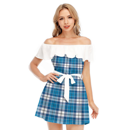 Roberton Tartan Plaid Off-shoulder Dress With Ruffle