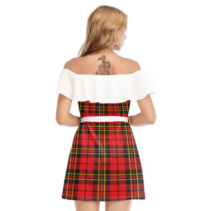 Brodie Modern Tartan Plaid Off-shoulder Dress With Ruffle