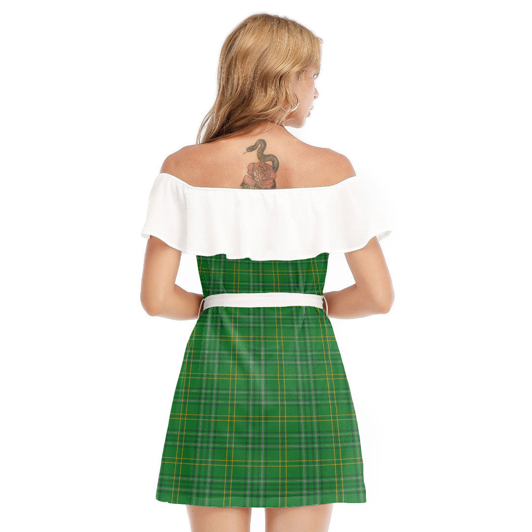 Wexford County Tartan Plaid Off-shoulder Dress With Ruffle