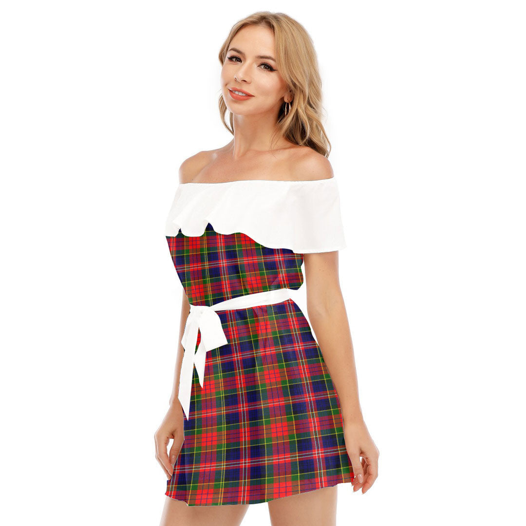 MacPherson Modern Tartan Plaid Off-shoulder Dress With Ruffle