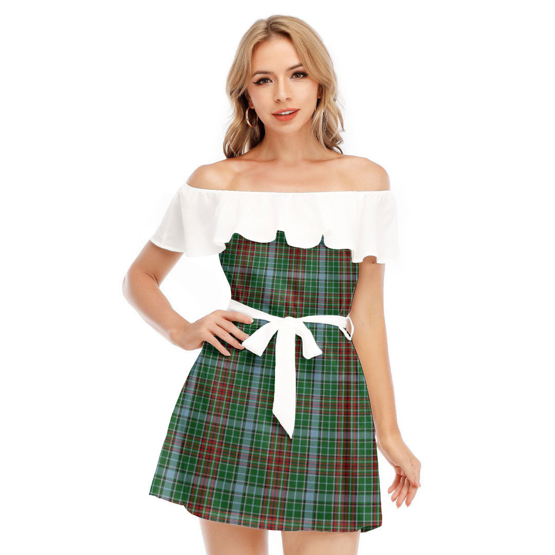 Gayre Tartan Plaid Off-shoulder Dress With Ruffle