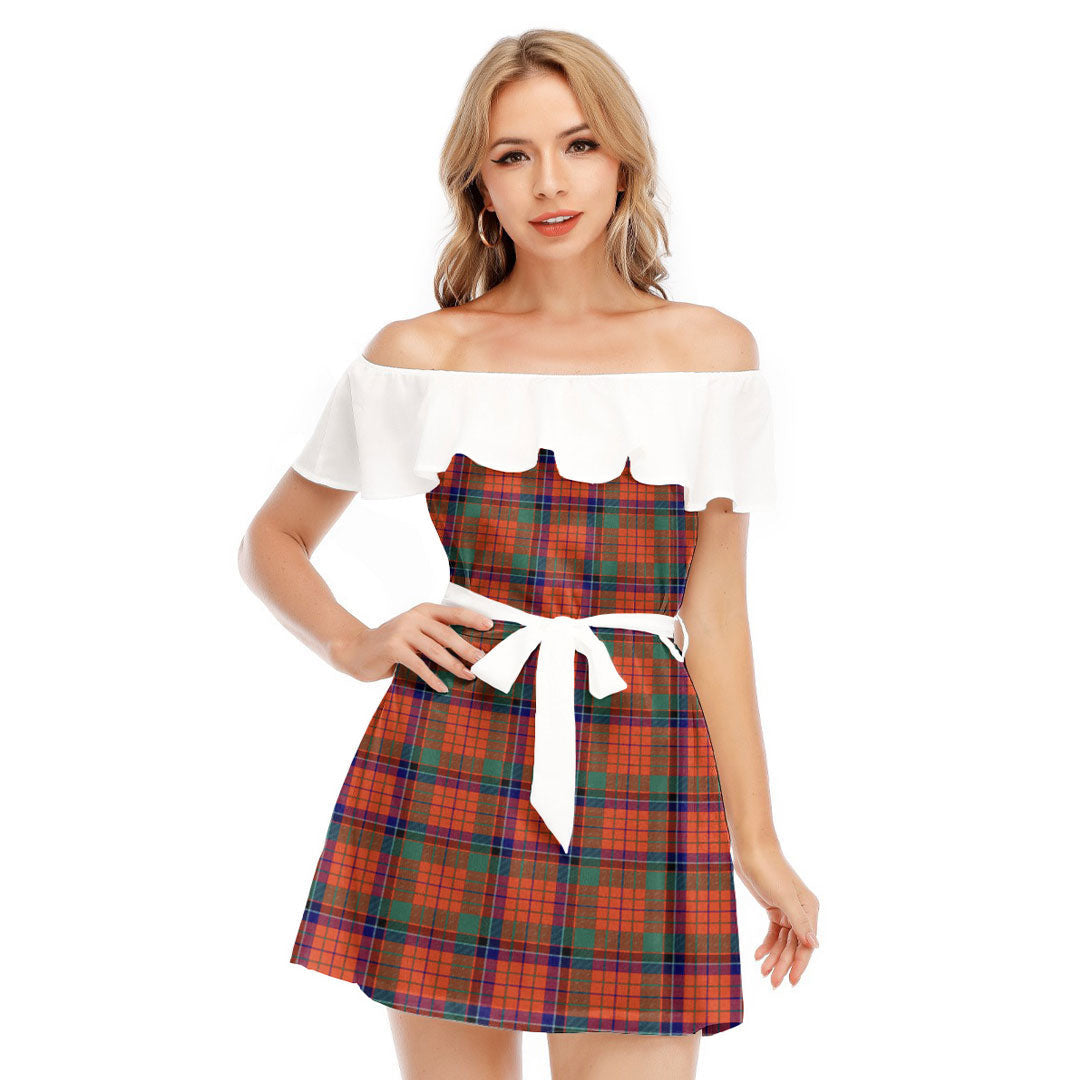 Nicolson Ancient Tartan Plaid Off-shoulder Dress With Ruffle