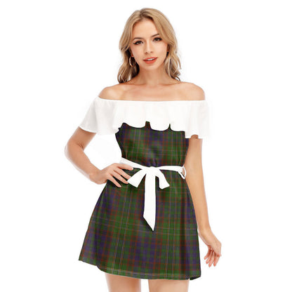 Cunningham Hunting Modern Tartan Plaid Off-shoulder Dress With Ruffle