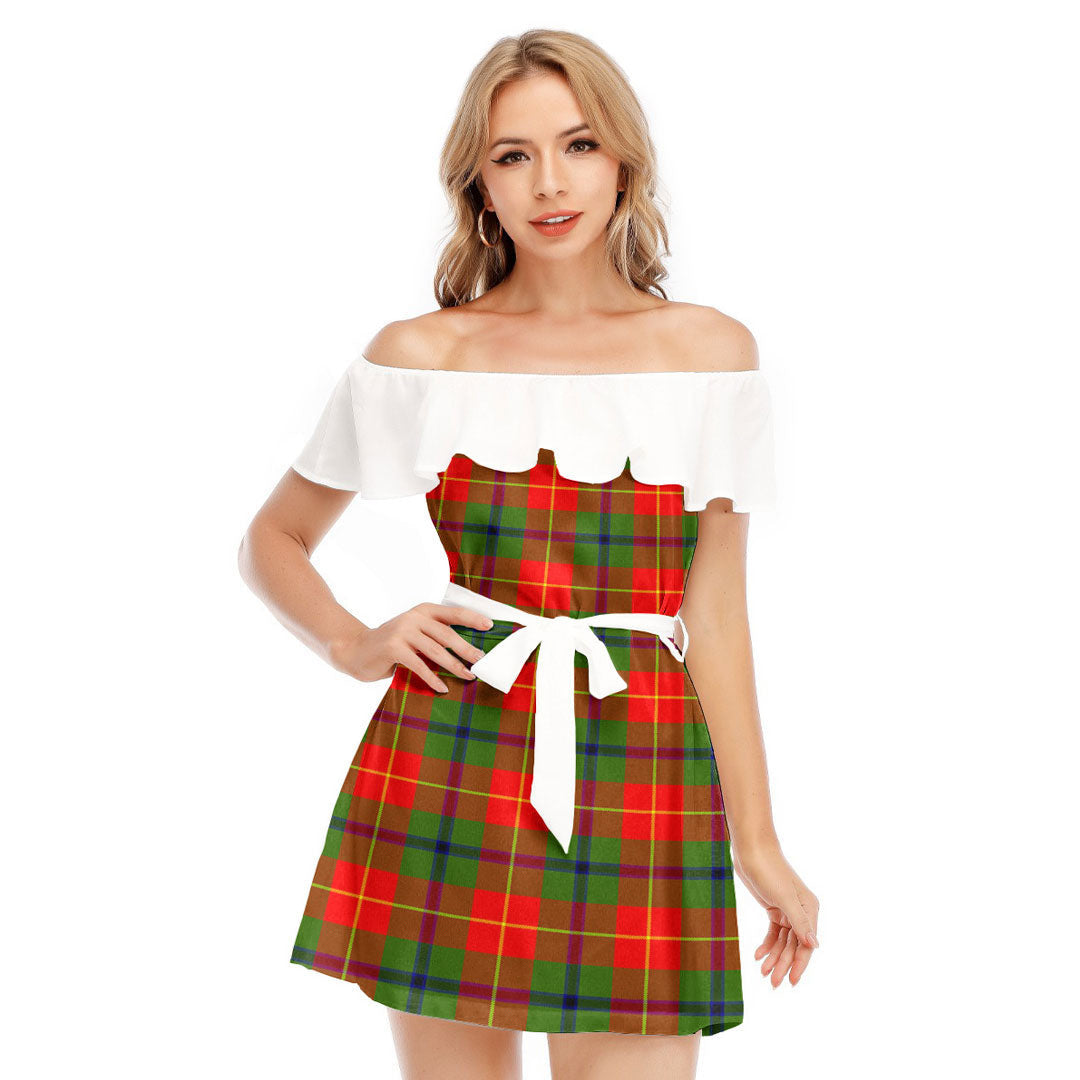 Turnbull Dress Tartan Plaid Off-shoulder Dress With Ruffle