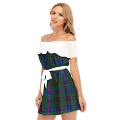 Davidson Modern Tartan Plaid Off-shoulder Dress With Ruffle