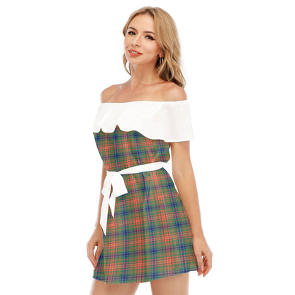 Wilson Ancient Tartan Plaid Off-shoulder Dress With Ruffle