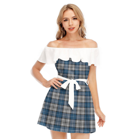 Napier Modern Tartan Plaid Off-shoulder Dress With Ruffle