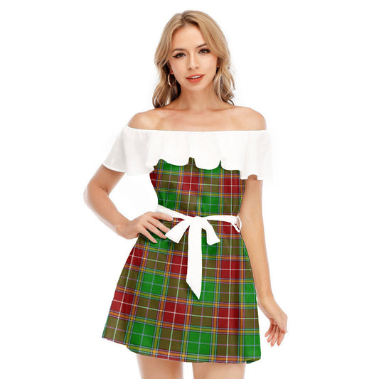 Baxter Modern Tartan Plaid Off-shoulder Dress With Ruffle