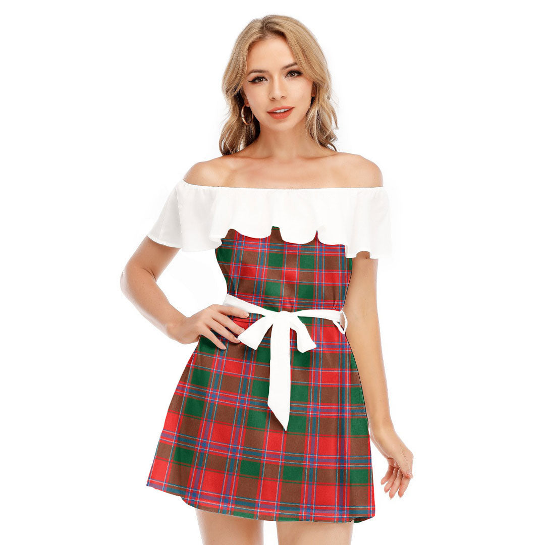 Dalziel Modern Tartan Plaid Off-shoulder Dress With Ruffle