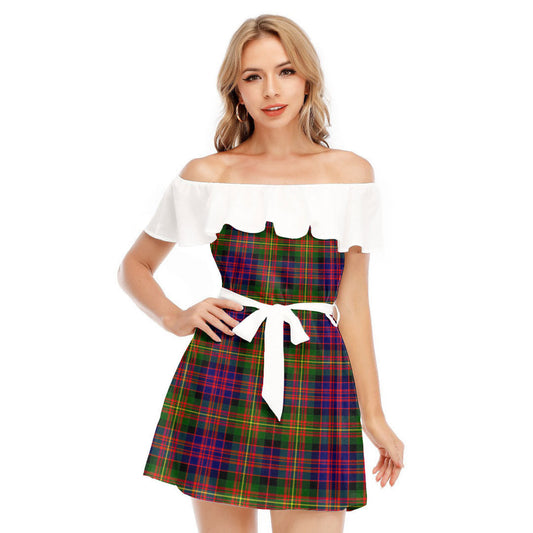 Carnegie Modern Tartan Plaid Off-shoulder Dress With Ruffle