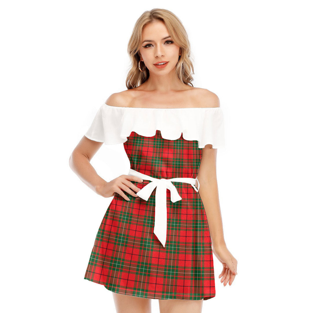 MacAulay Modern Tartan Plaid Off-shoulder Dress With Ruffle