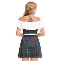 Fraser Hunting Ancient Tartan Plaid Off-shoulder Dress With Ruffle