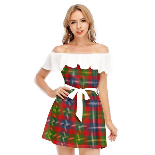 Forrester Tartan Plaid Off-shoulder Dress With Ruffle