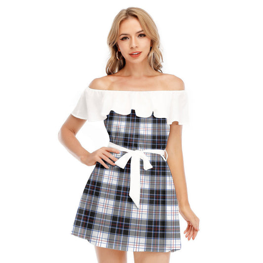 MacRae Dress Modern Tartan Plaid Off-shoulder Dress With Ruffle