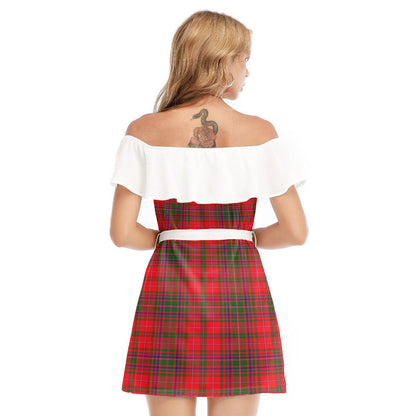 MacDougall Modern Tartan Plaid Off-shoulder Dress With Ruffle