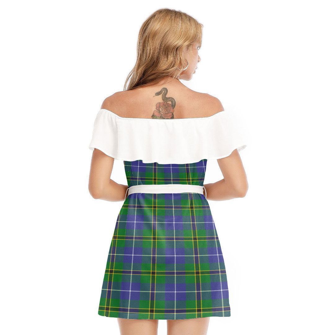 Turnbull Hunting Tartan Plaid Off-shoulder Dress With Ruffle