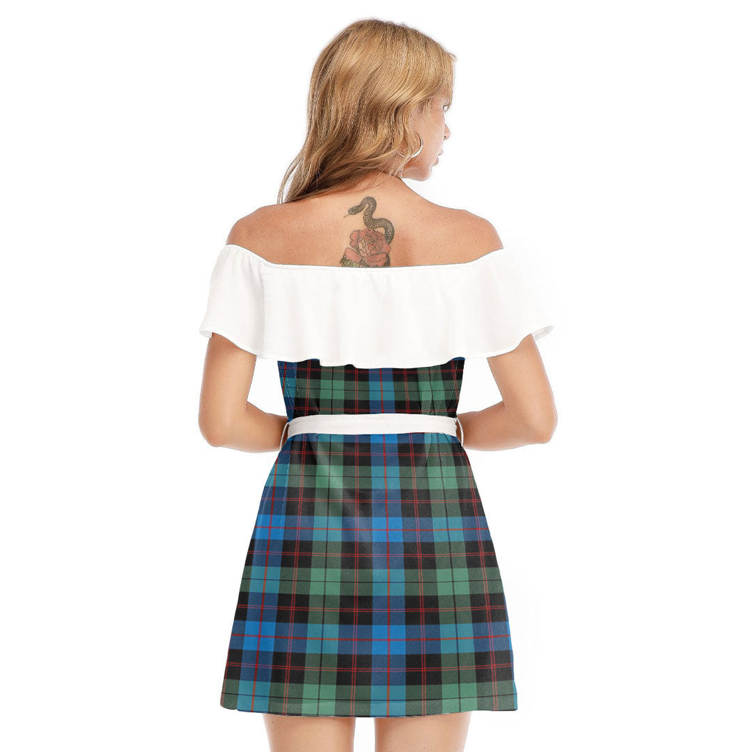 Guthrie Ancient Tartan Plaid Off-shoulder Dress With Ruffle