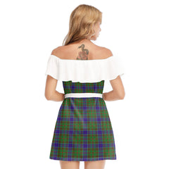 Adam Tartan Plaid Off-shoulder Dress With Ruffle