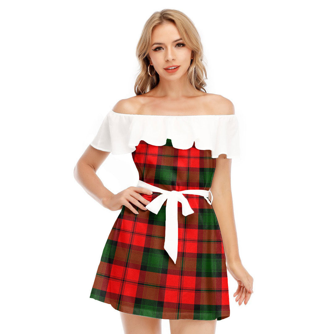 Kerr Modern Tartan Plaid Off-shoulder Dress With Ruffle