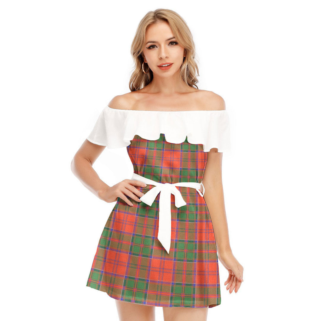 Grant Ancient Tartan Plaid Off-shoulder Dress With Ruffle