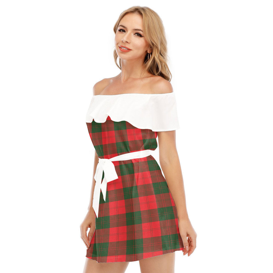 Erskine Modern Tartan Plaid Off-shoulder Dress With Ruffle